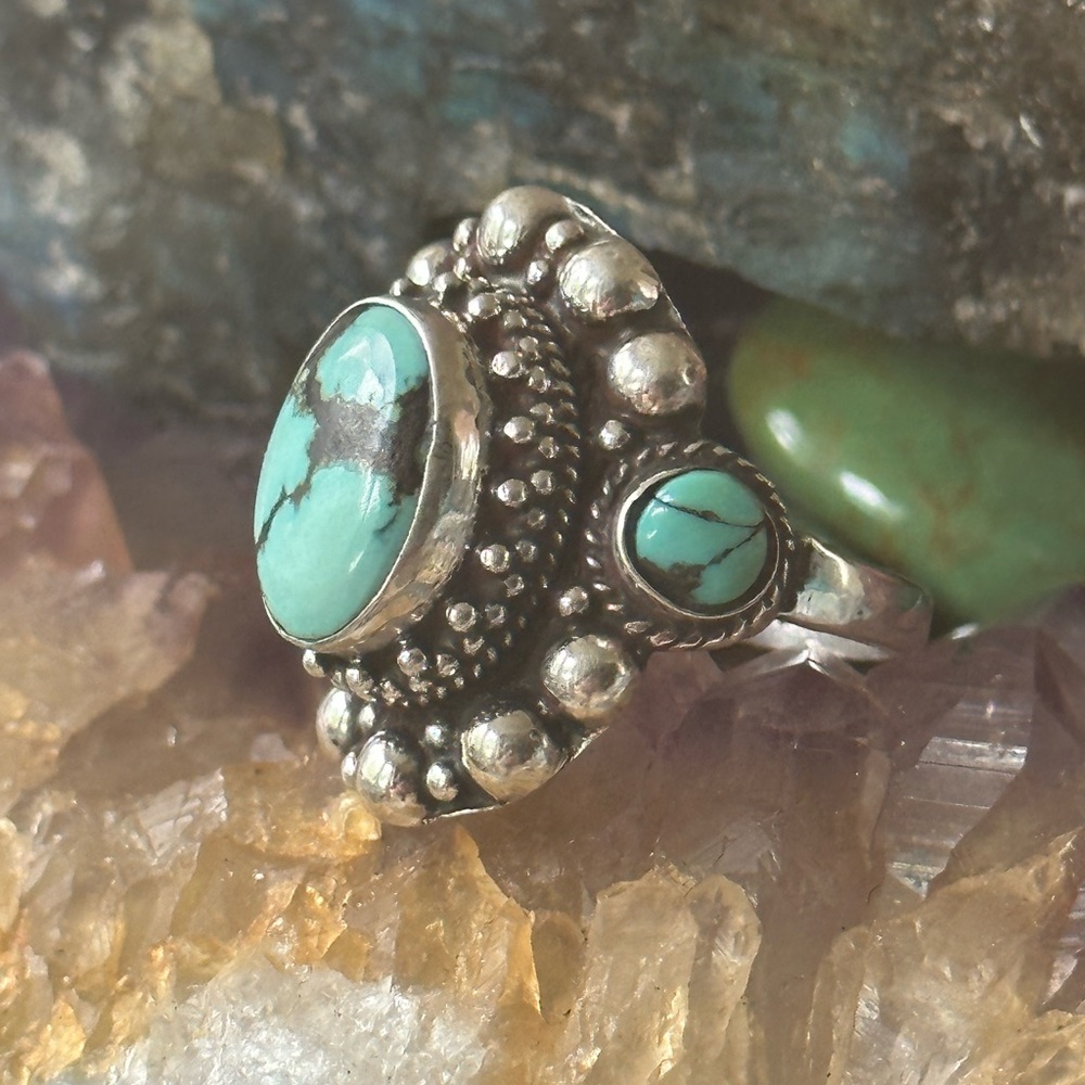 Stunning Turquoise 925 Solid Sterling Silver Ring - image 6